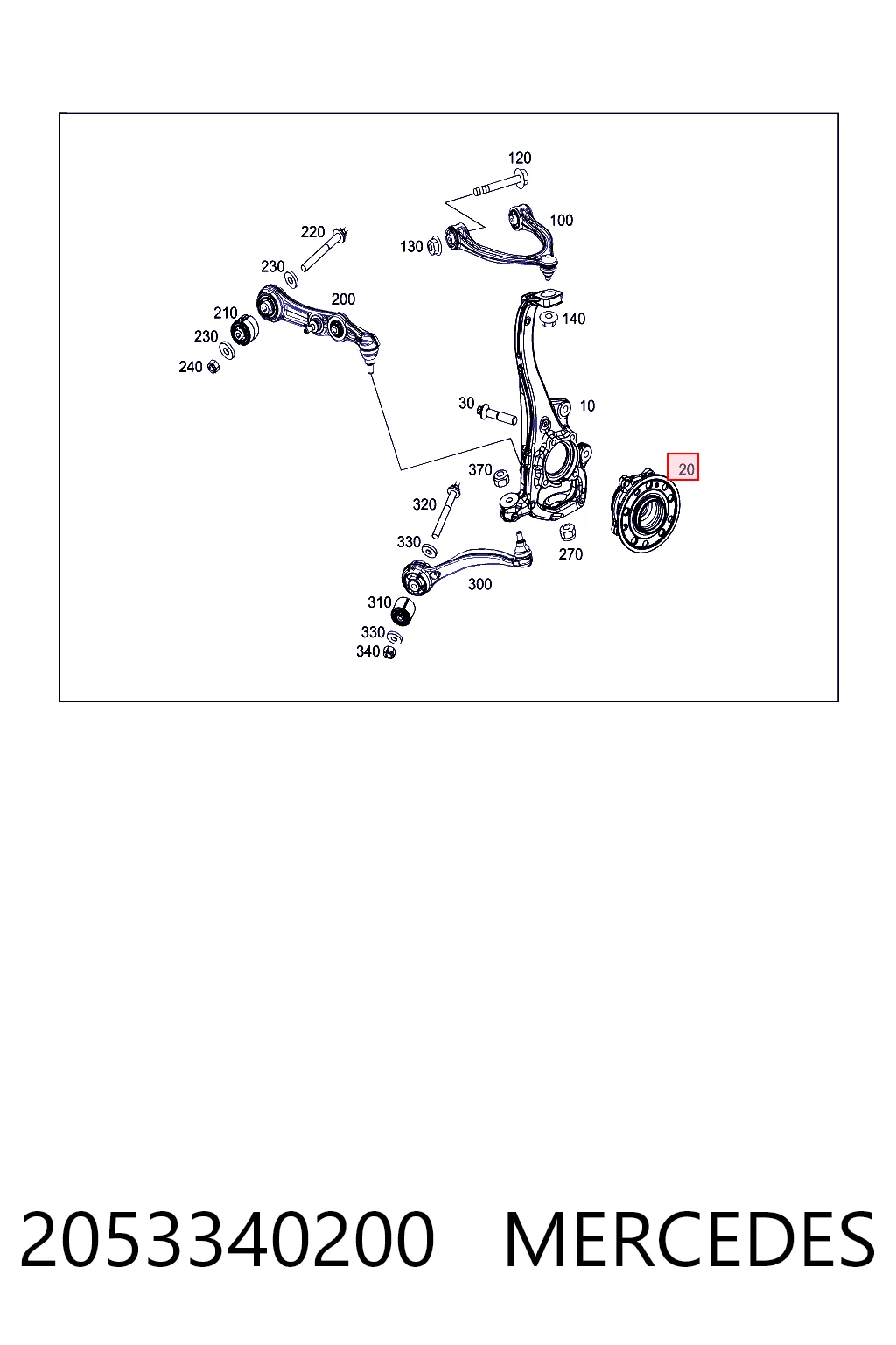2053340200 Mercedes Cubo dianteiro