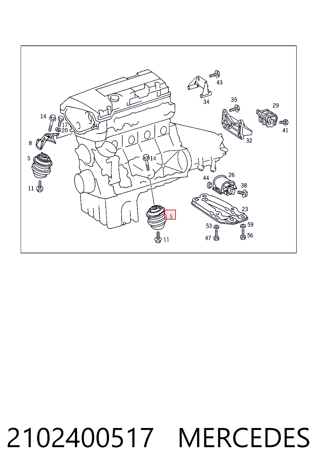 2102400517 Mercedes Coxim (suporte) esquerdo de motor