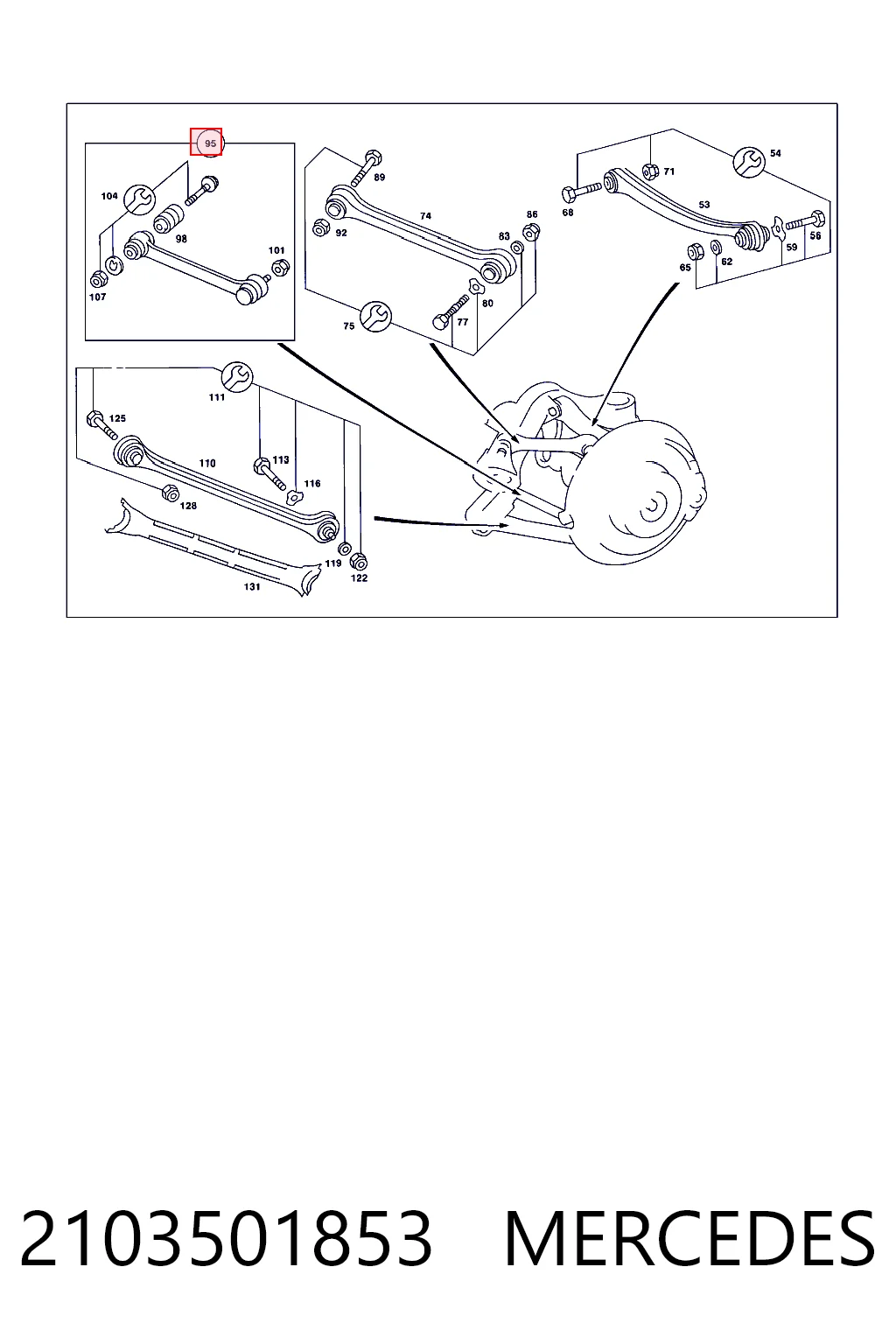 2103501853 Mercedes Barra transversal de suspensão traseira