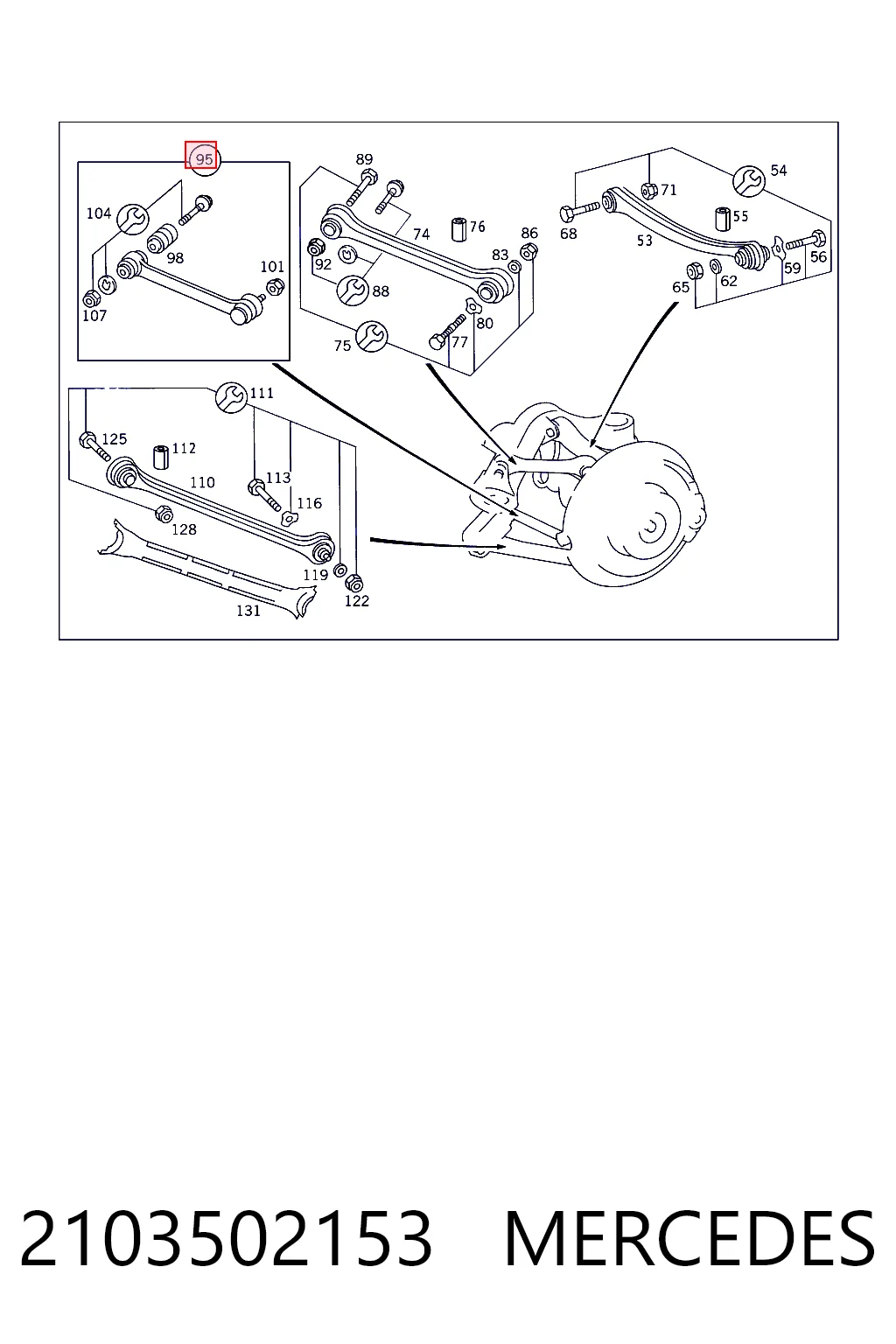 2103502153 Mercedes Barra transversal de suspensão traseira