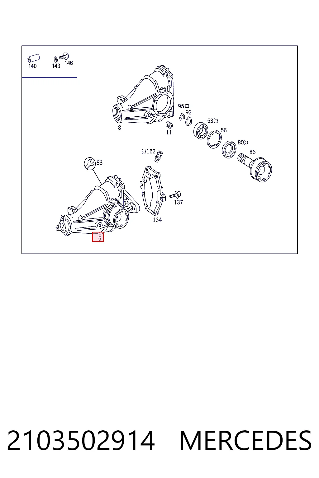Redutor do eixo traseiro para Mercedes C  W202
