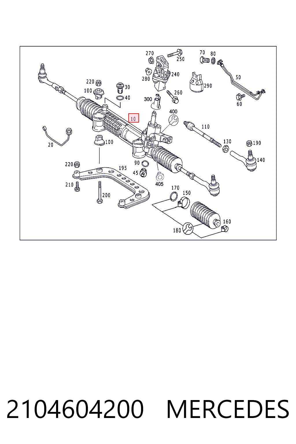 2104604200 Mercedes Cremalheira da direção