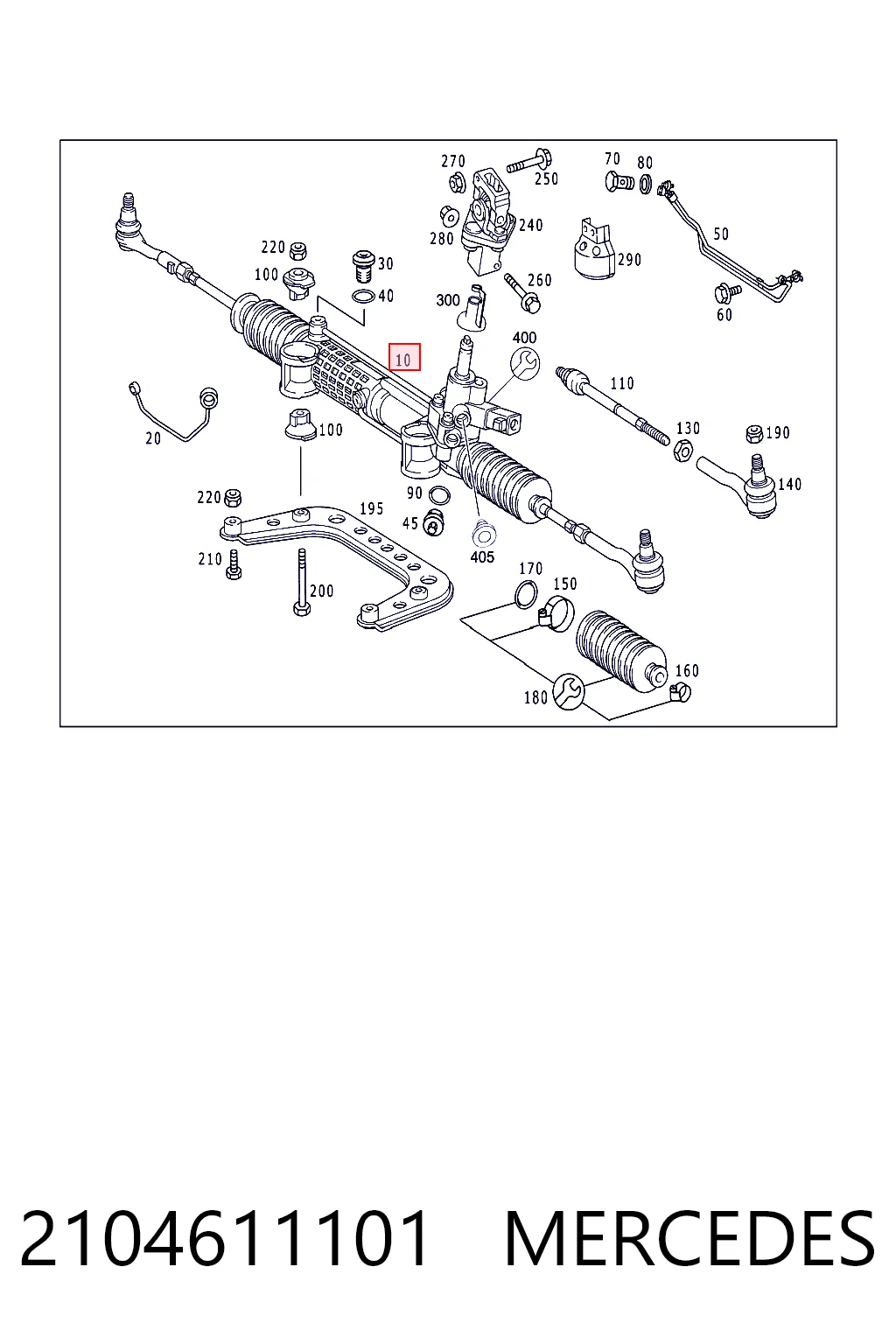 2104611101 Mercedes Cremalheira da direção