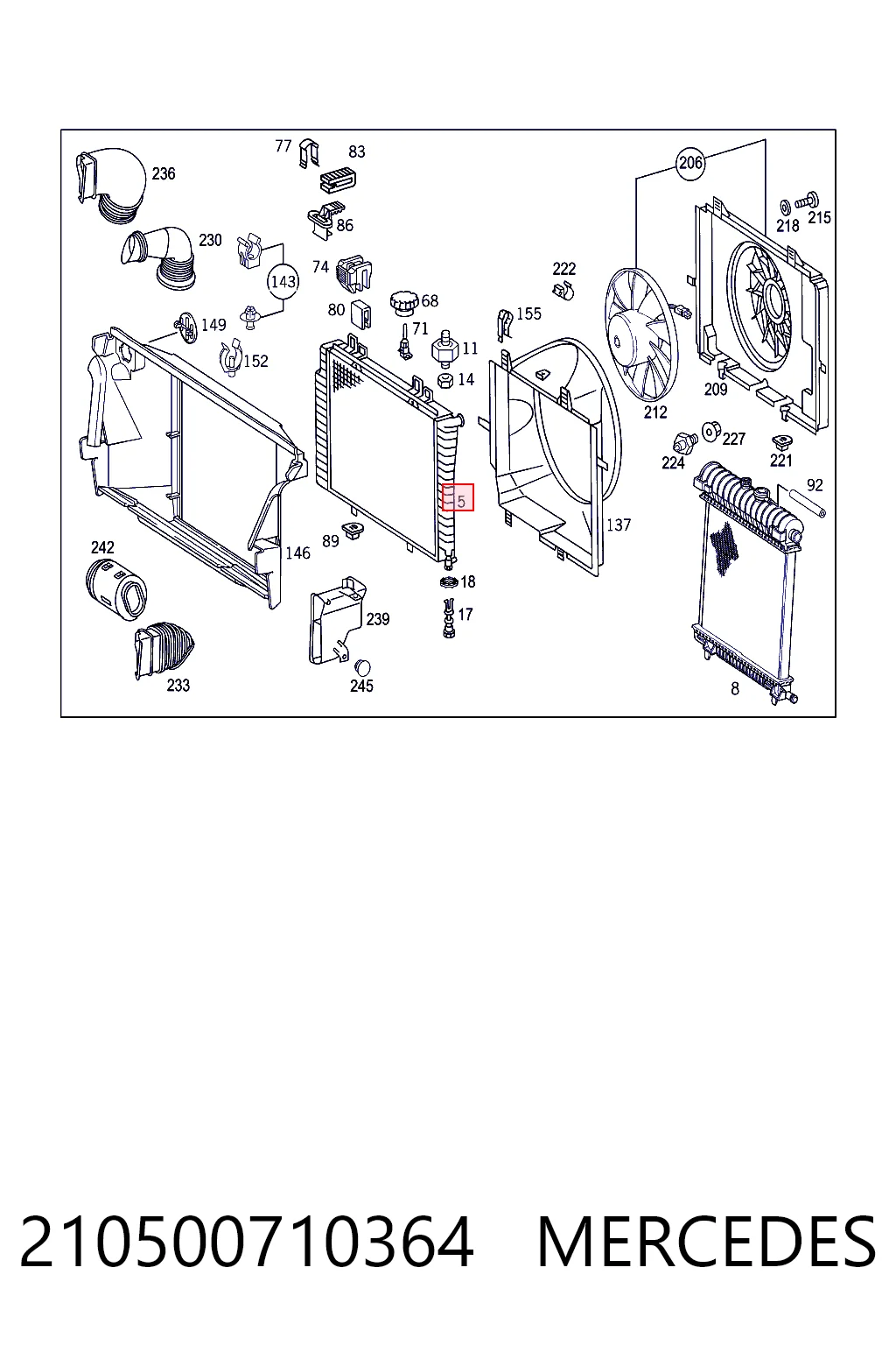 210500710364 Mercedes Radiador de esfriamento de motor