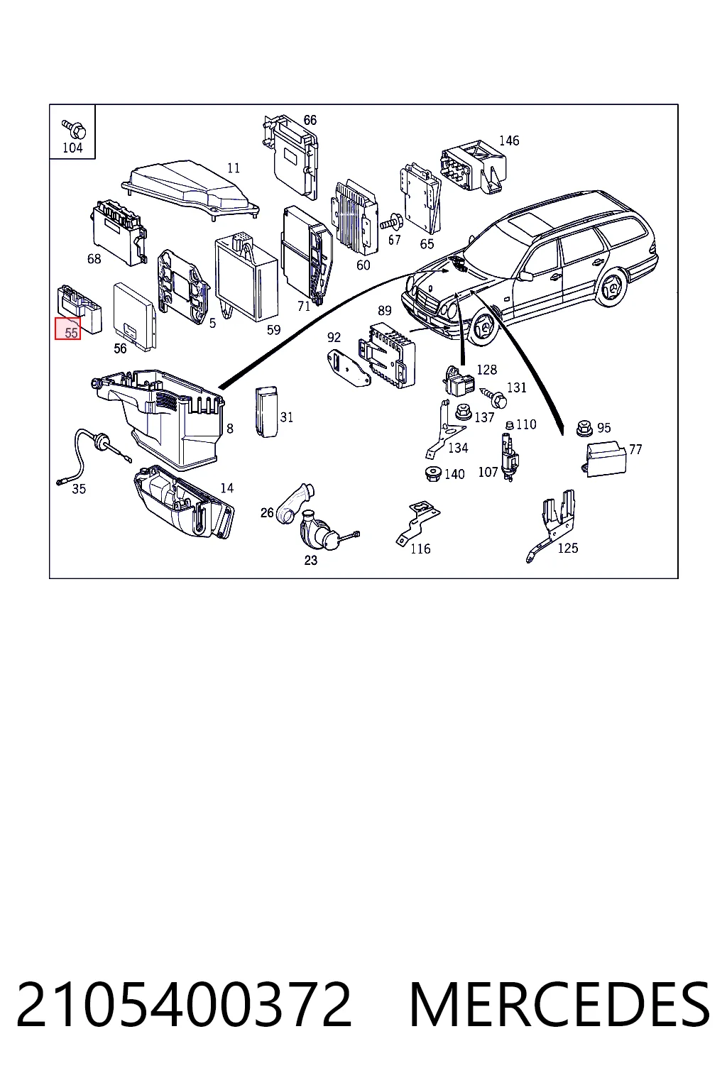 2105400372 Mercedes Unidade de relês