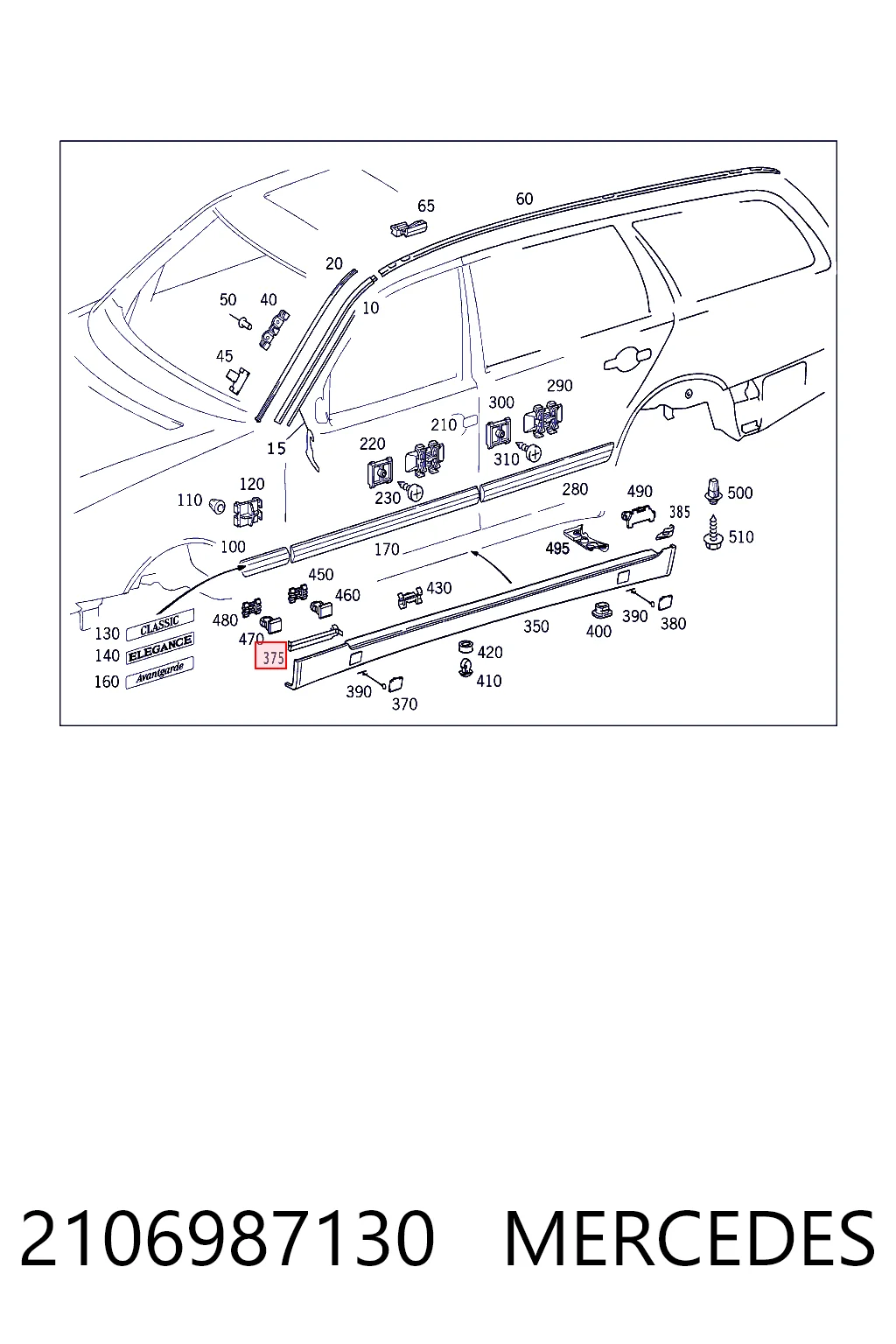 2106987130 Mercedes Compactador dianteiro esquerdo de placa sobreposta de acesso