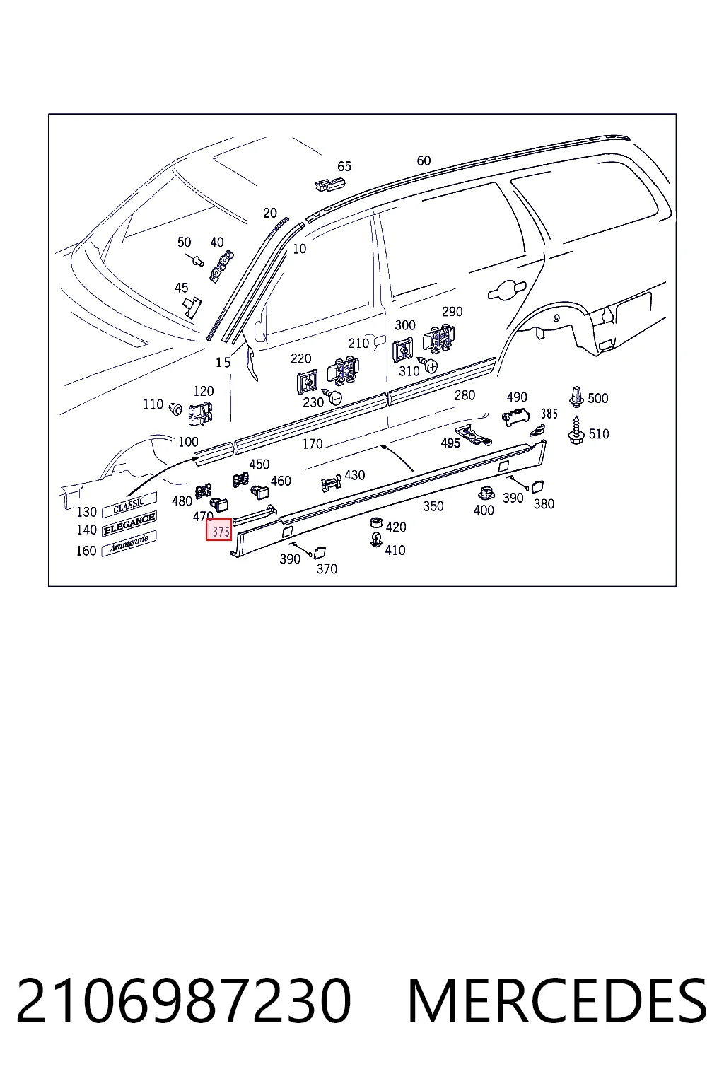 2106987230 Mercedes Compactador dianteiro direito de placa sobreposta de acesso