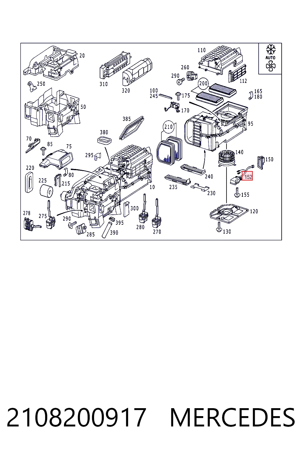 2108200917 Mercedes Resistor (resistência) de ventilador de forno (de aquecedor de salão)