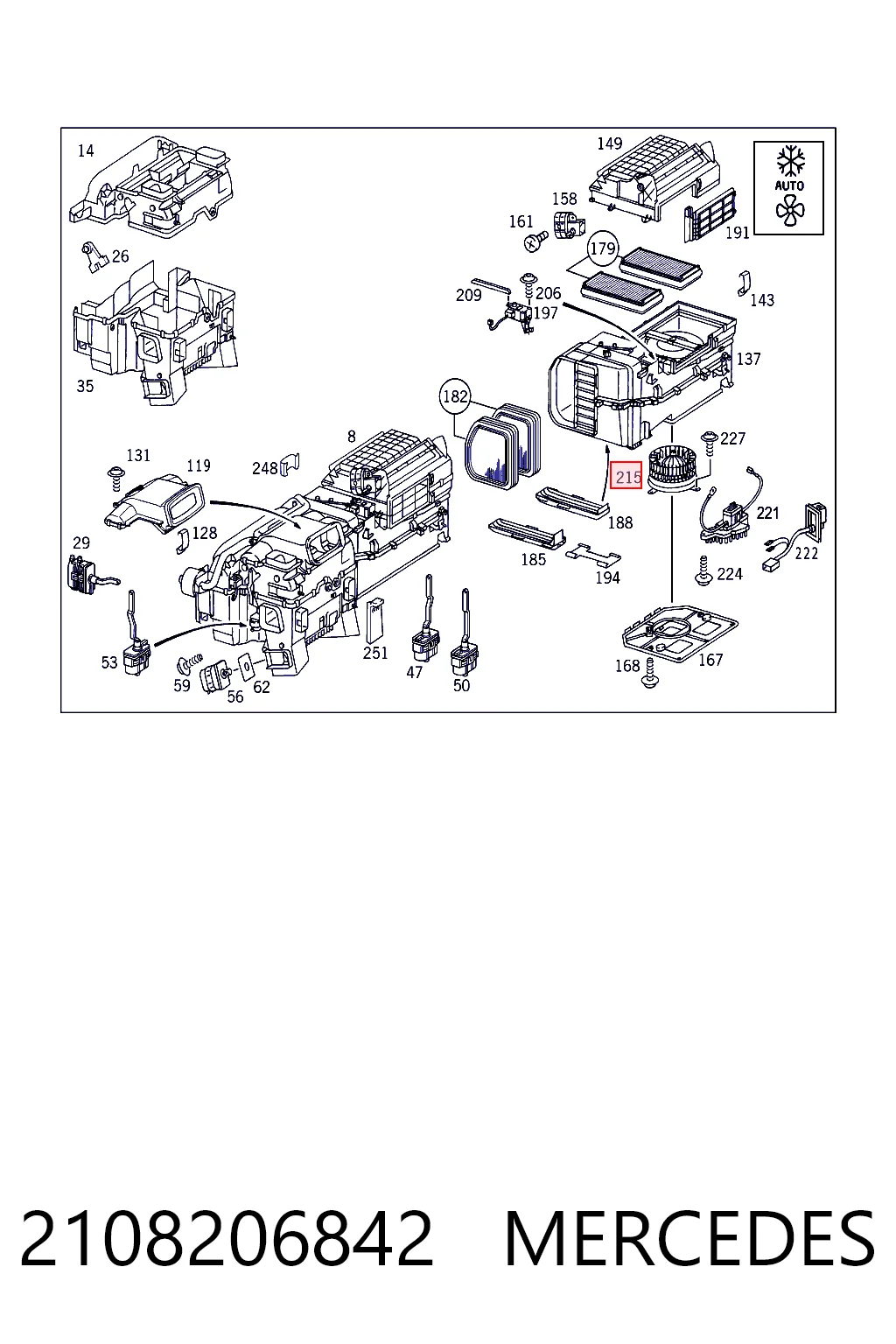 2108206842 Mercedes Motor de ventilador de forno (de aquecedor de salão)