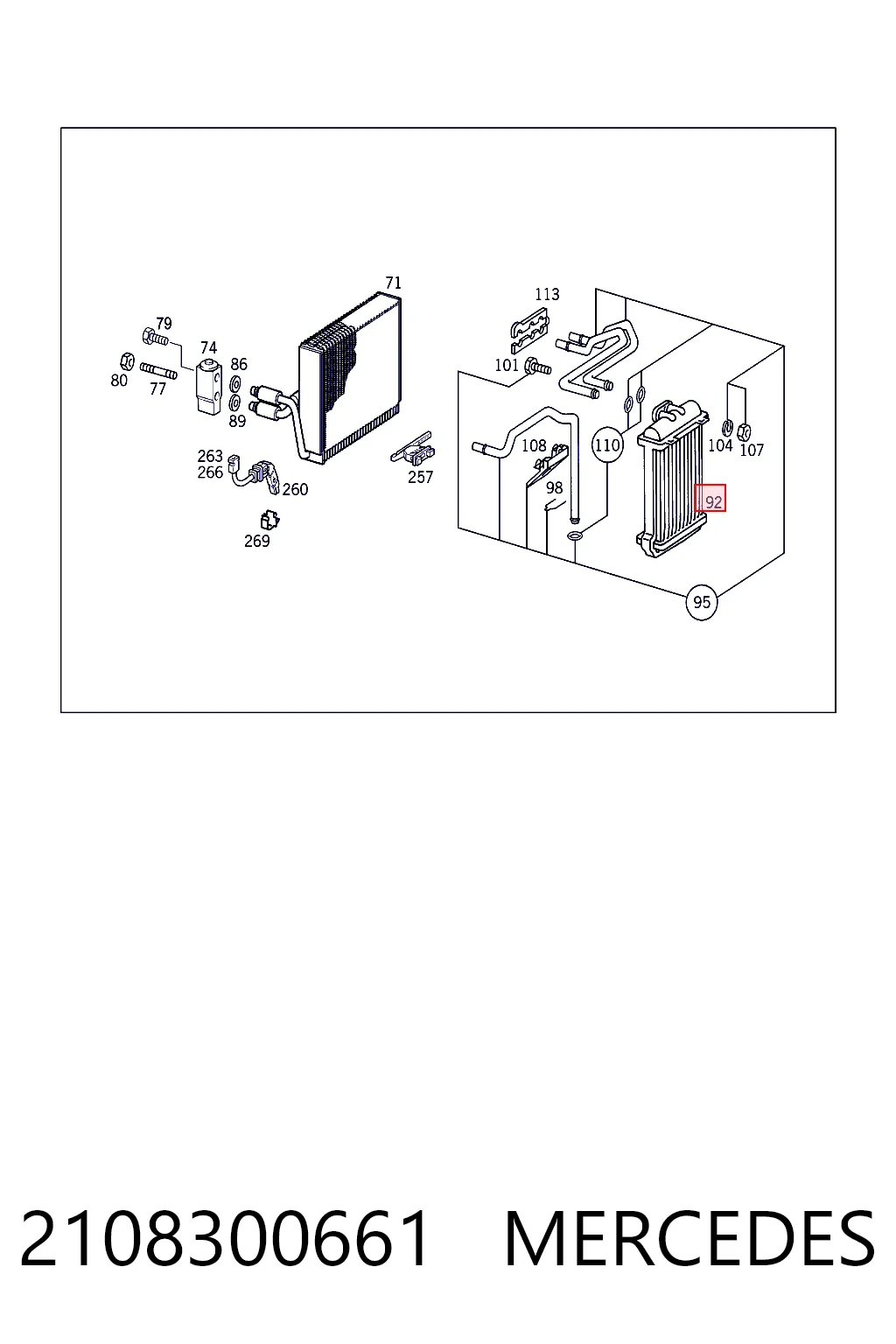 2108300661 Mercedes Radiador de forno (de aquecedor)