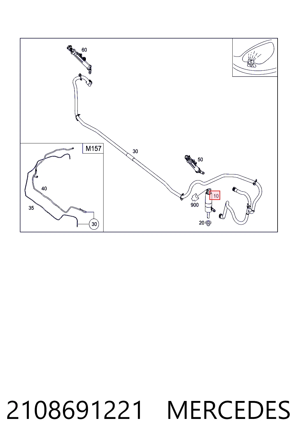 2108691221 Mercedes Bomba do motor de fluido para lavador das luzes