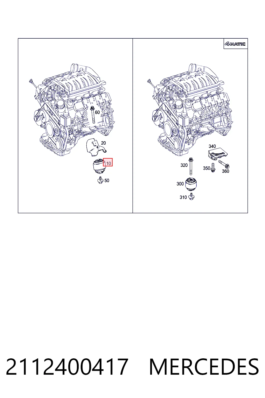 2112400417 Mercedes Coxim (suporte) esquerdo de motor