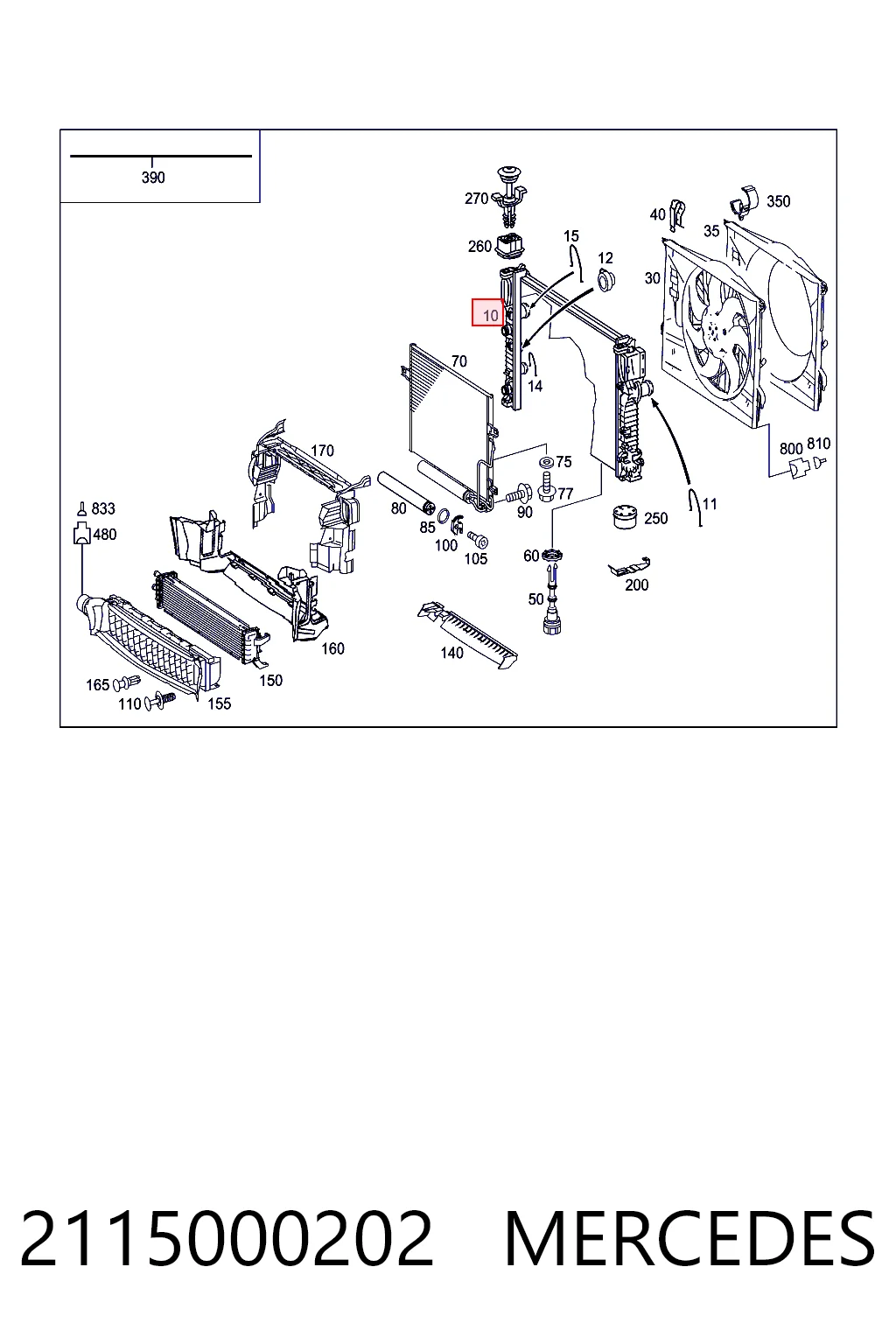 2115000202 Mercedes Radiador de esfriamento de motor