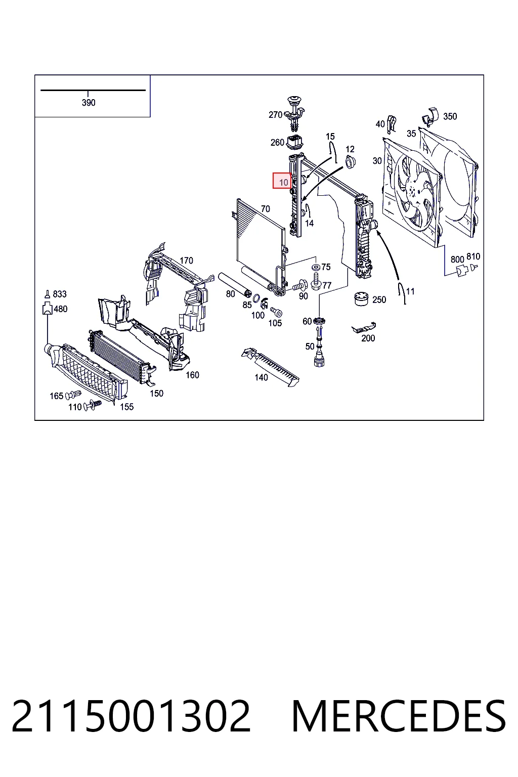 2115001302 Mercedes Radiador de esfriamento de motor
