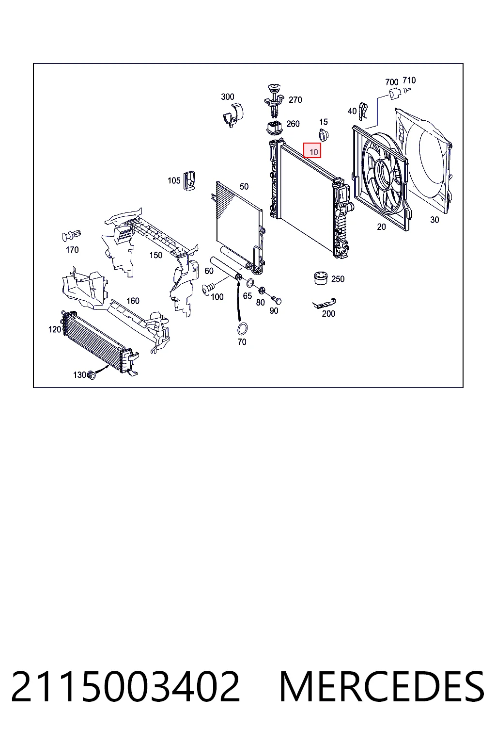 2115003402 Mercedes Radiador de esfriamento de motor