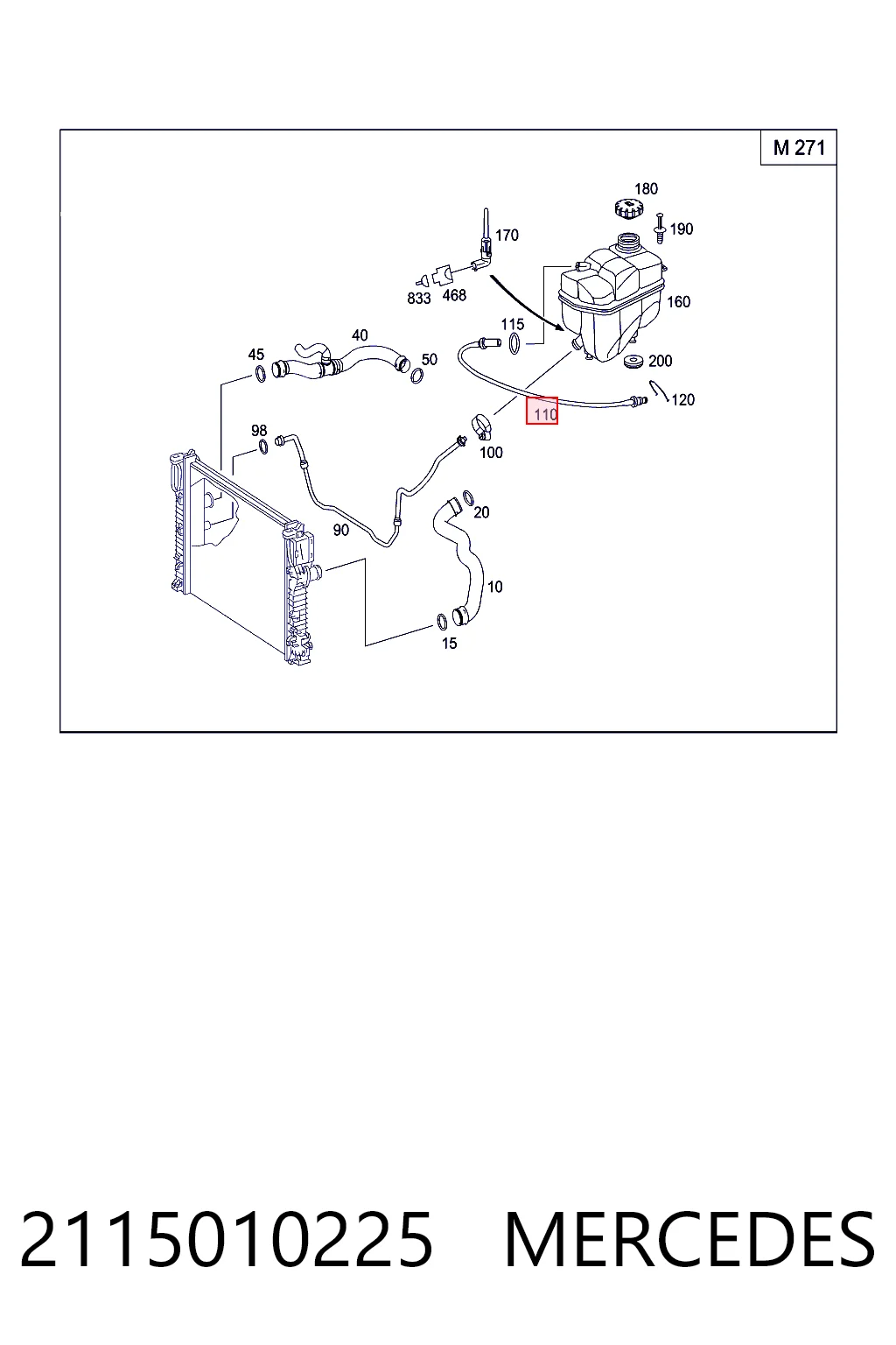 2115010225 Mercedes Cano derivado de ventilação de cárter (de separador de óleo)