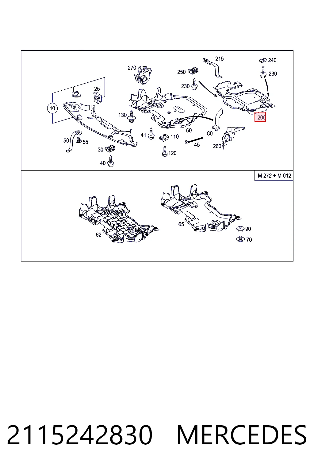 2115242830 Mercedes Proteção de motor, de panela (da seção de motor)