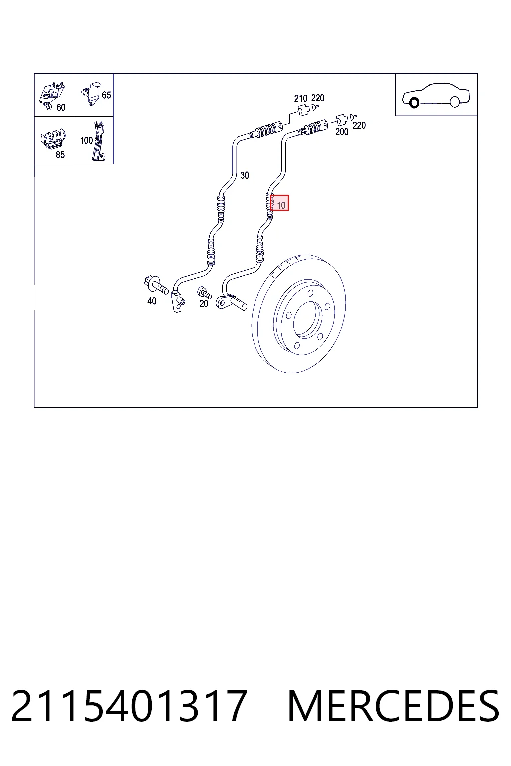 2115401317 Mercedes Sensor dianteiro de ABS