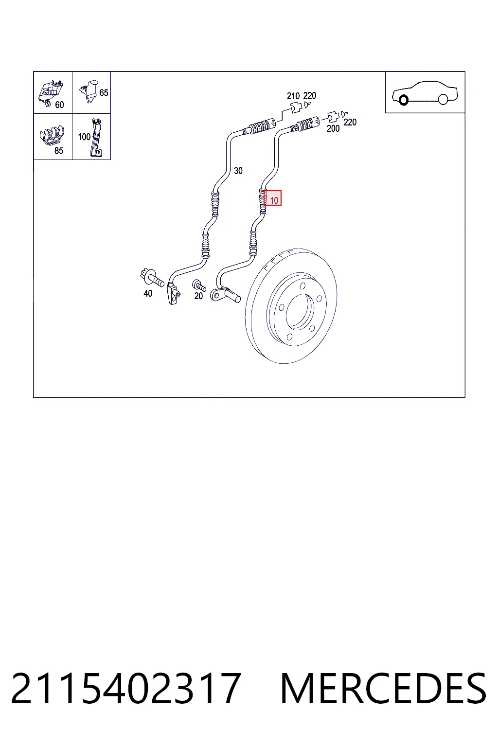2115402317 Mercedes Sensor dianteiro de ABS