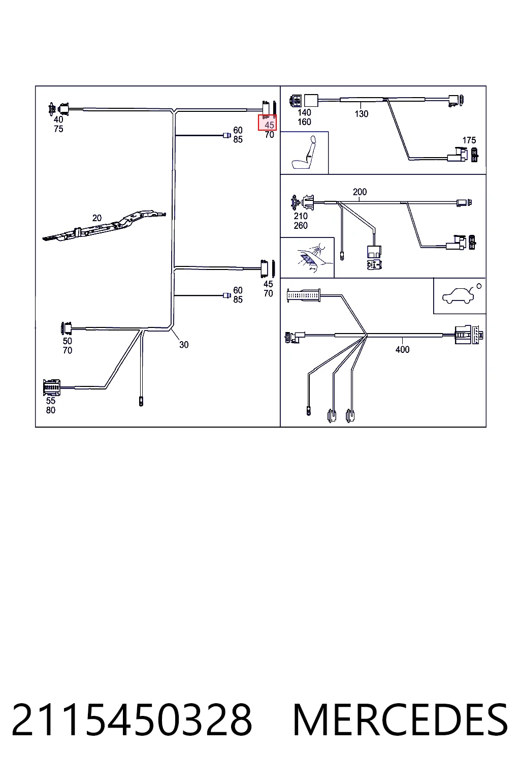 2115450328 Mercedes Desengate (ficha) da luz traseira