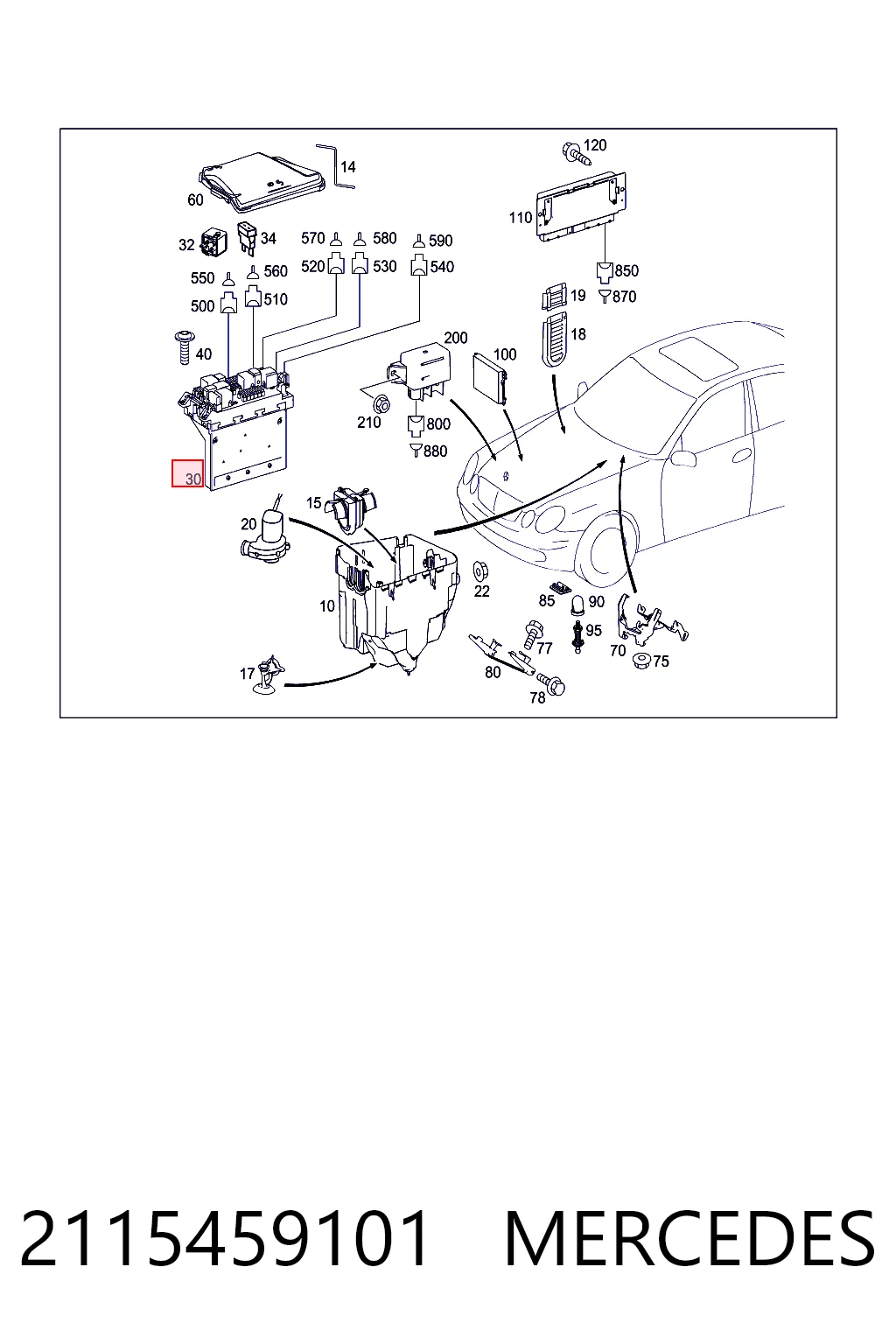 2115459101 Mercedes Unidade de controlo de sinais SAM