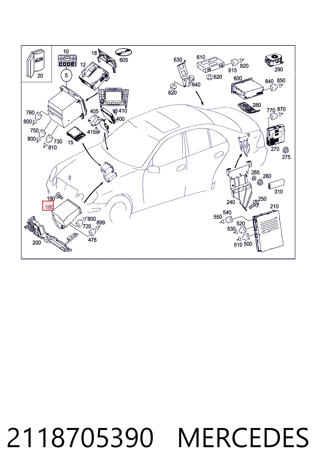 Aparelhagem de som (rádio AM/FM) para Mercedes E  W211
