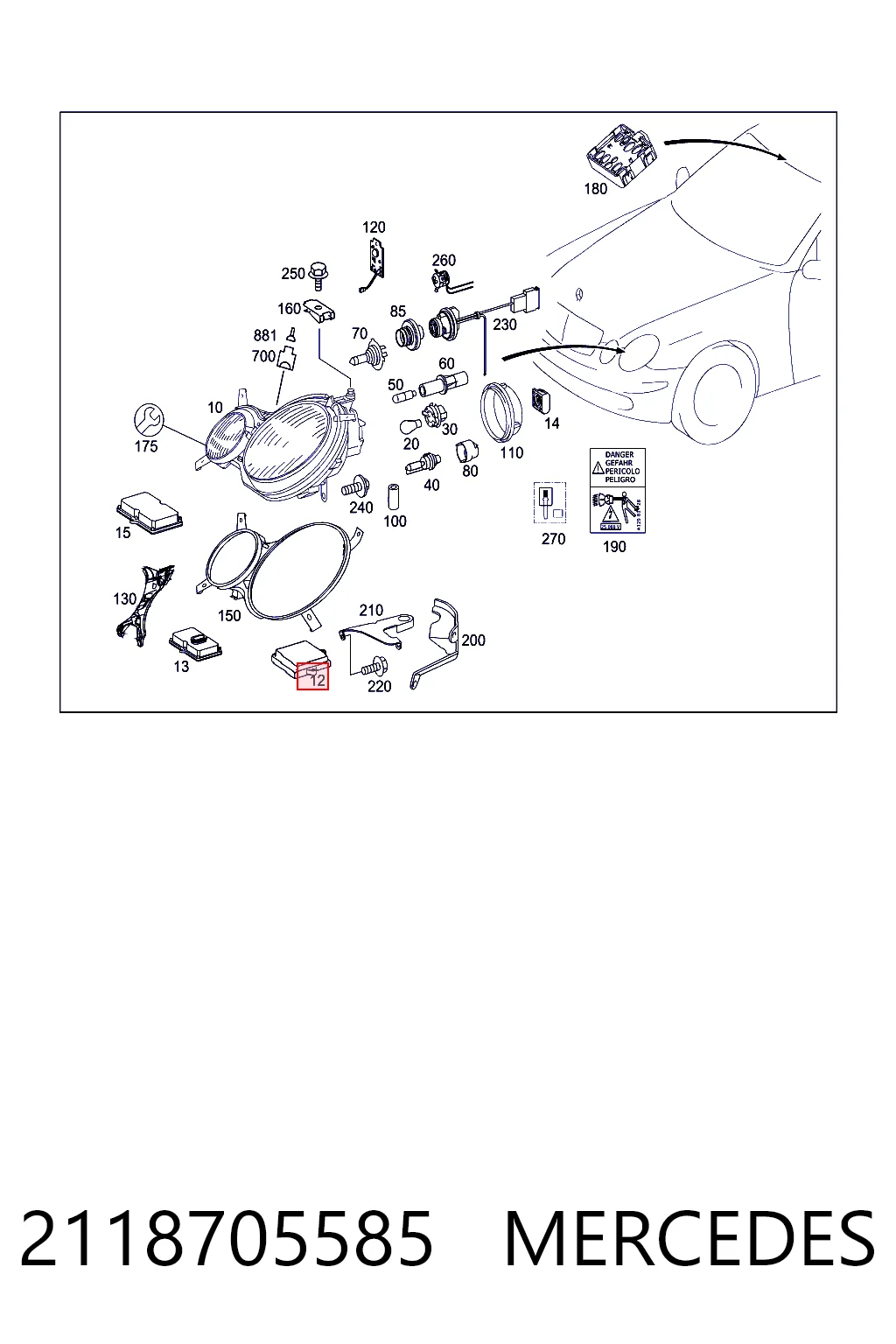 2118705585 Mercedes Unidade de encendido (xénon)