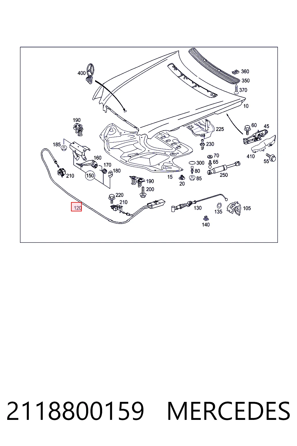 Cabo de abertura da capota para Mercedes E  S211