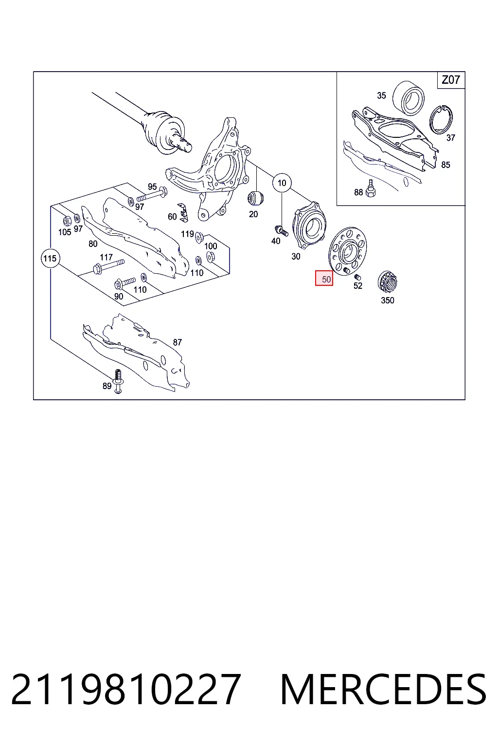 2119810227 Mercedes Rolamento de cubo traseiro
