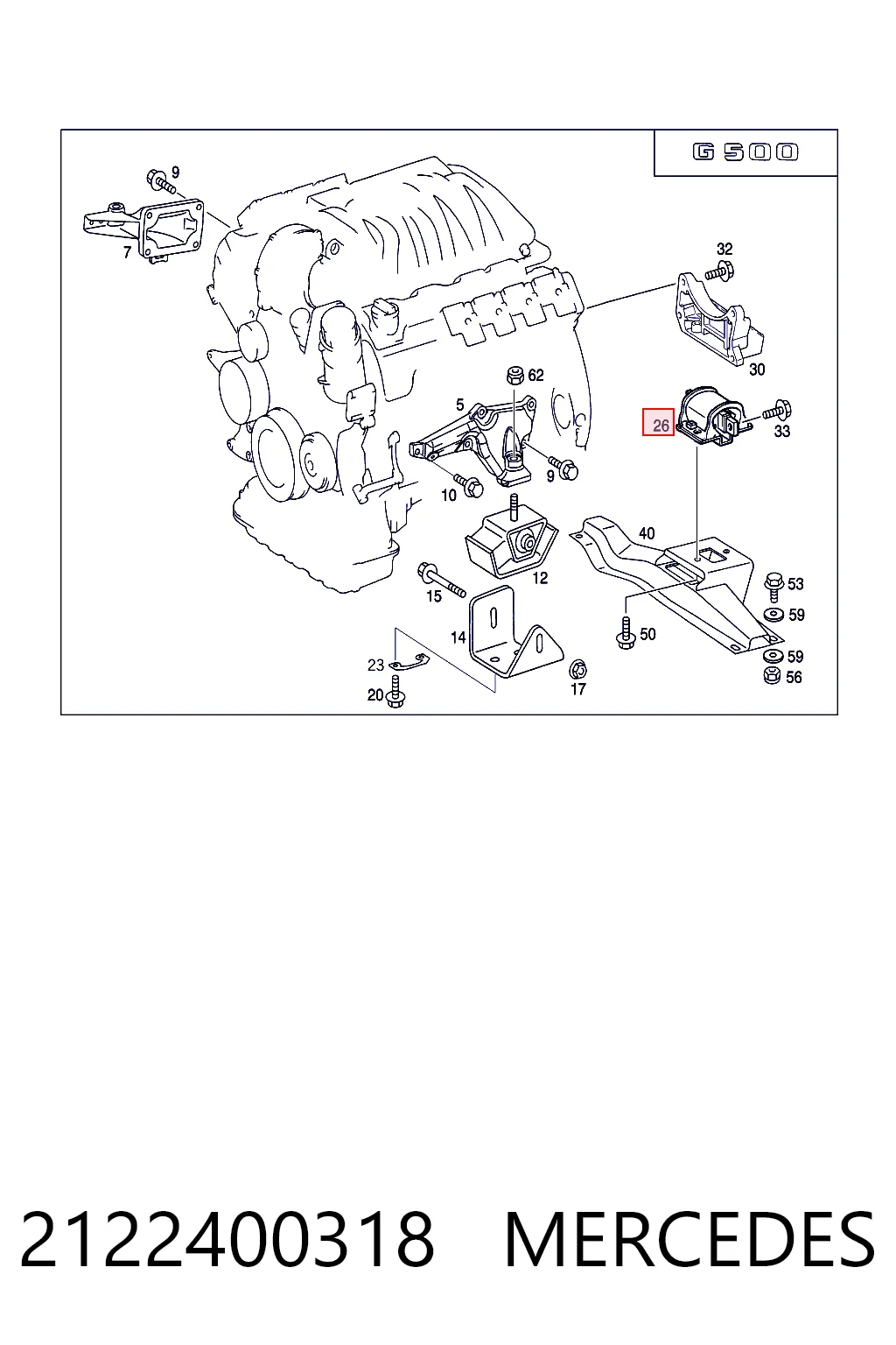 2122400318 Mercedes Coxim de transmissão (suporte da caixa de mudança)