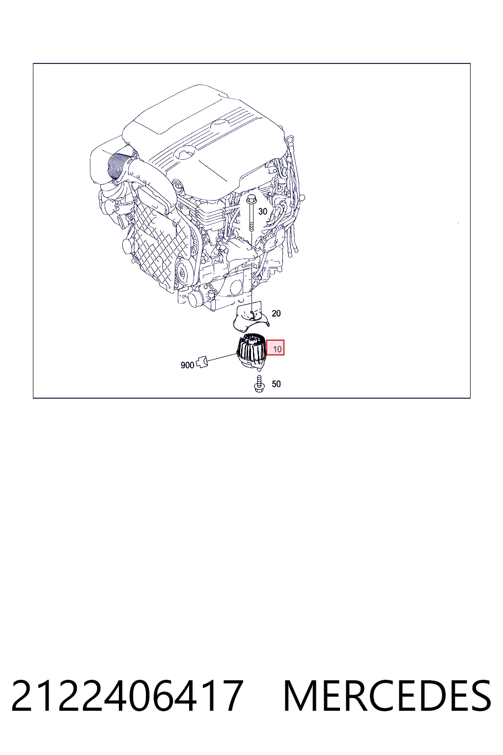2122406417 Mercedes Coxim (suporte) direito de motor