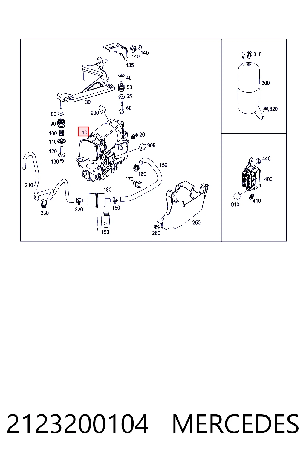 2123200104 Mercedes Compressor de bombeio pneumático (de amortecedores)