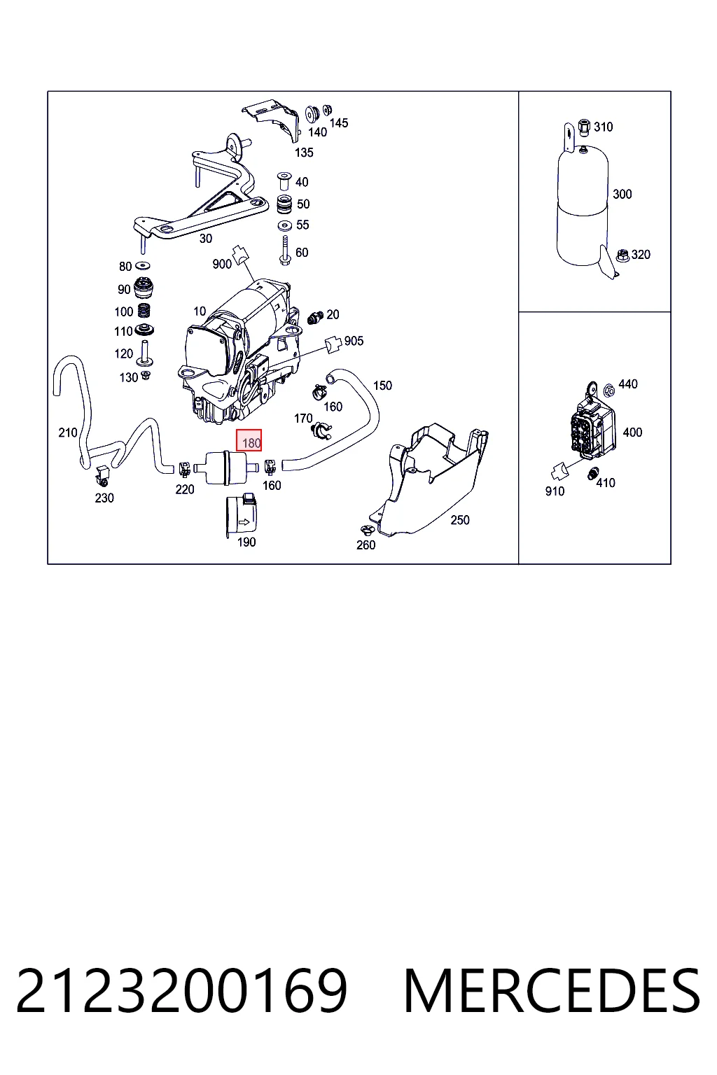 2123200169 Mercedes Filtro de ar do compressor de bombeio (de amortecedores)