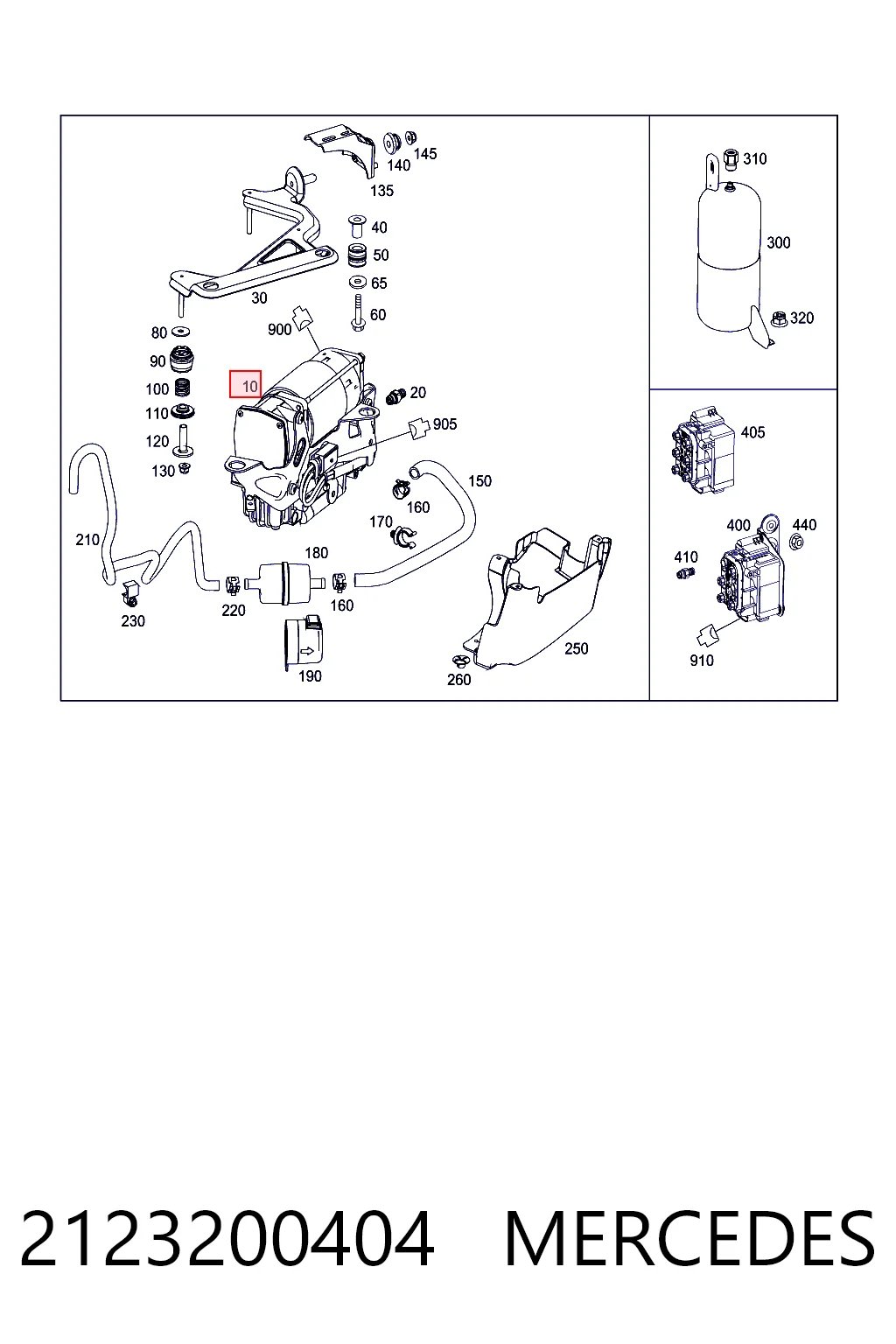 2123200404 Mercedes Compressor de bombeio pneumático (de amortecedores)