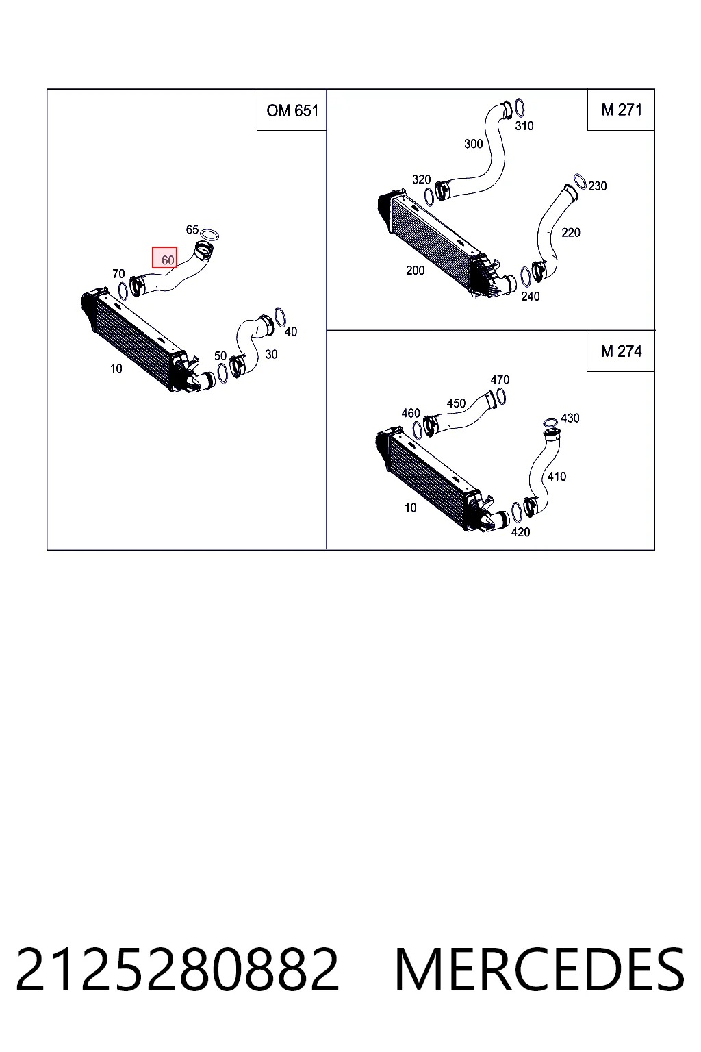 2125280882 Mercedes Mangueira (cano derivado) de intercooler