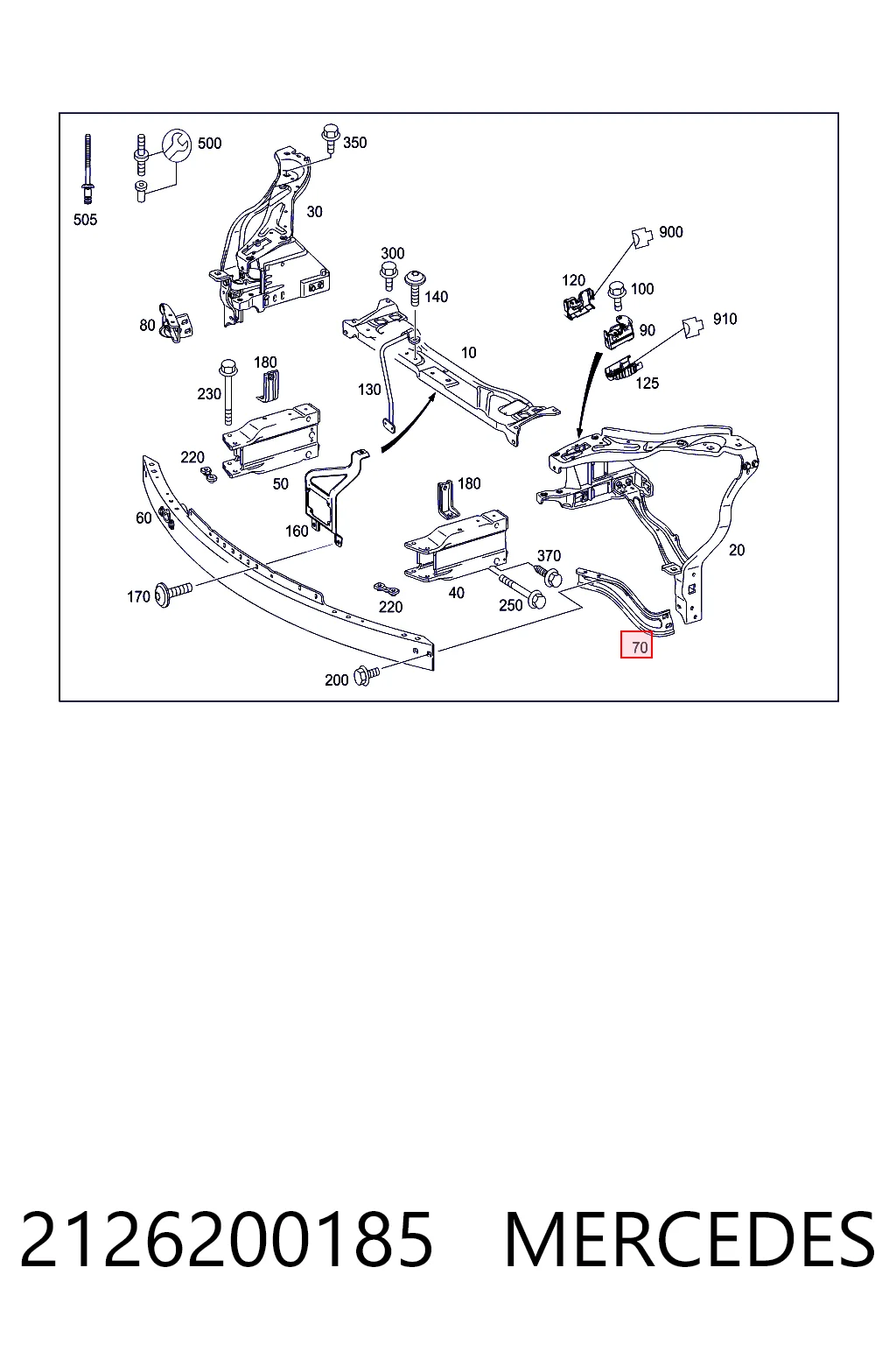 2126200185 Mercedes Consola (adaptador) de fixação da luz dianteira esquerda