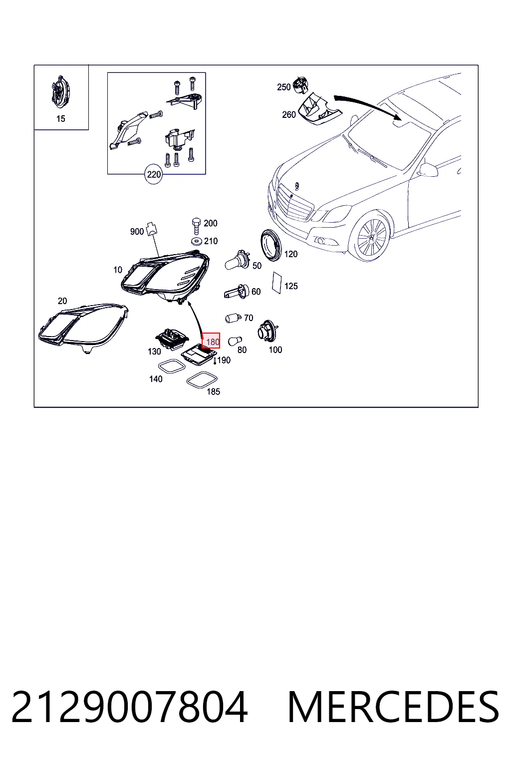 2129007804 Mercedes Xénon, unidade de controlo