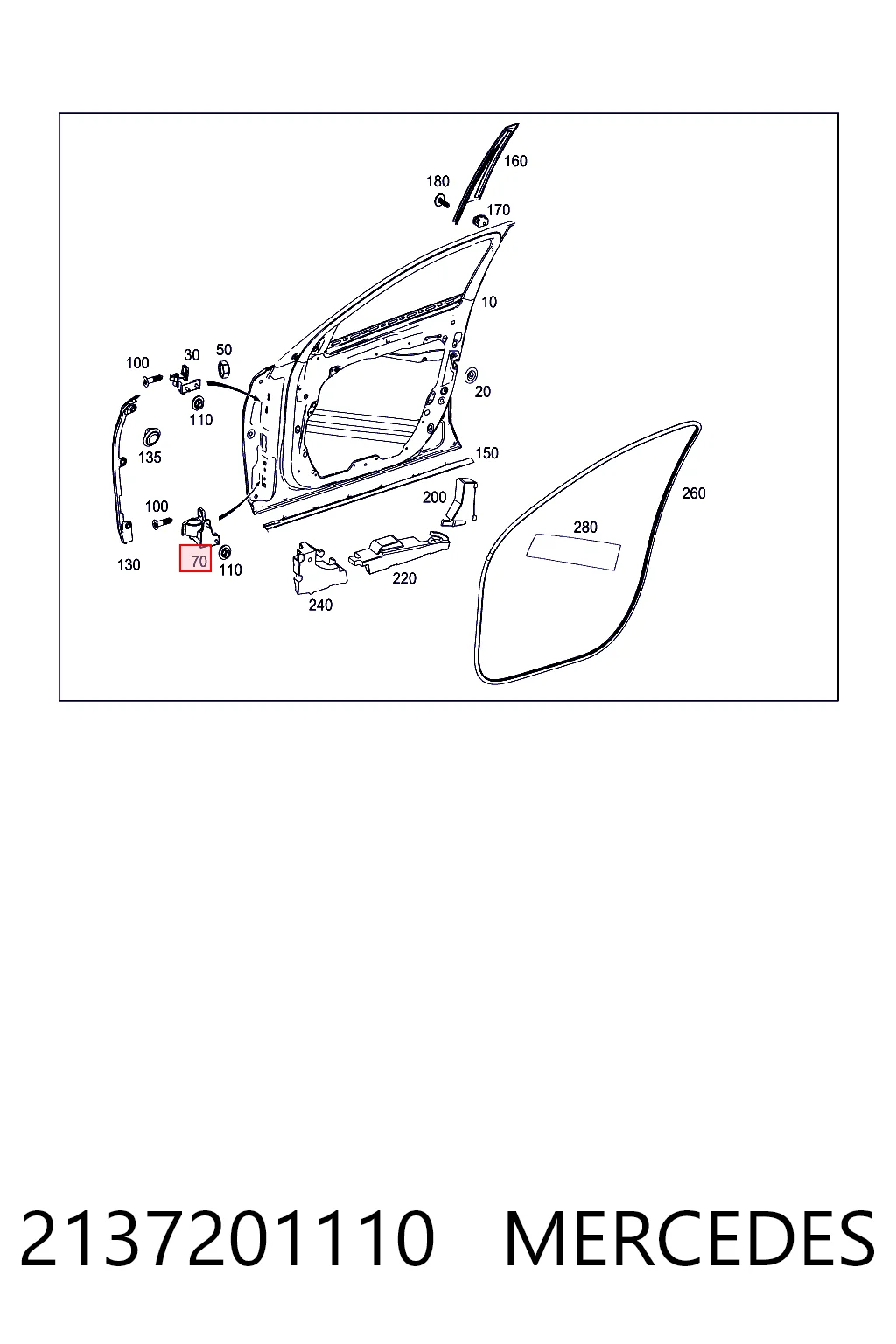 2137201110 Mercedes Gozno da porta dianteira esquerda