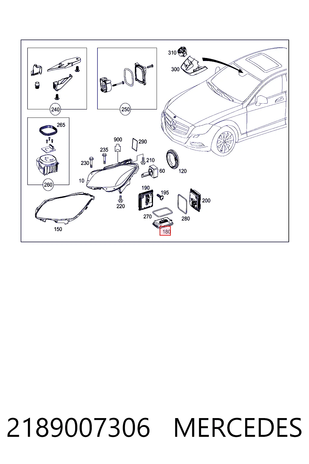 2189007306 Mercedes Módulo de direção (Centralina eletrônica) das luzes