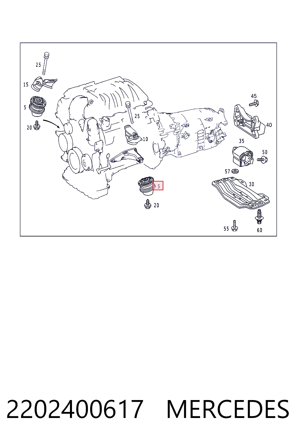 2202400617 Mercedes Coxim (suporte) esquerdo/direito de motor