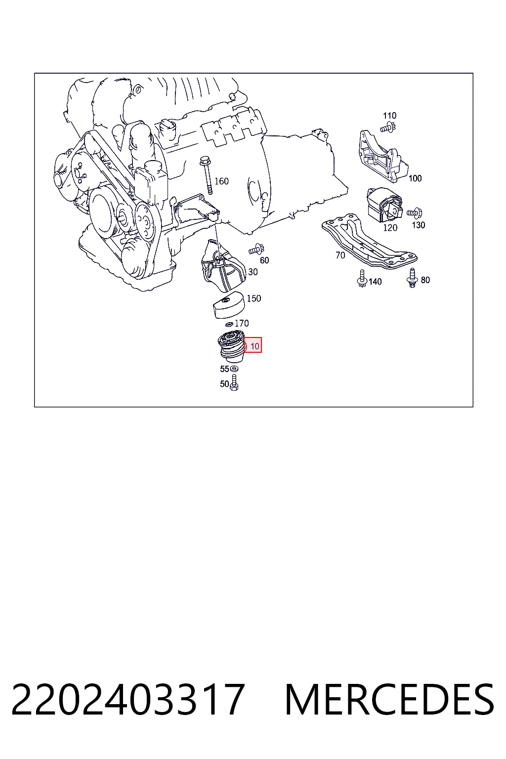 2202403317 Mercedes Coxim (suporte) esquerdo/direito de motor
