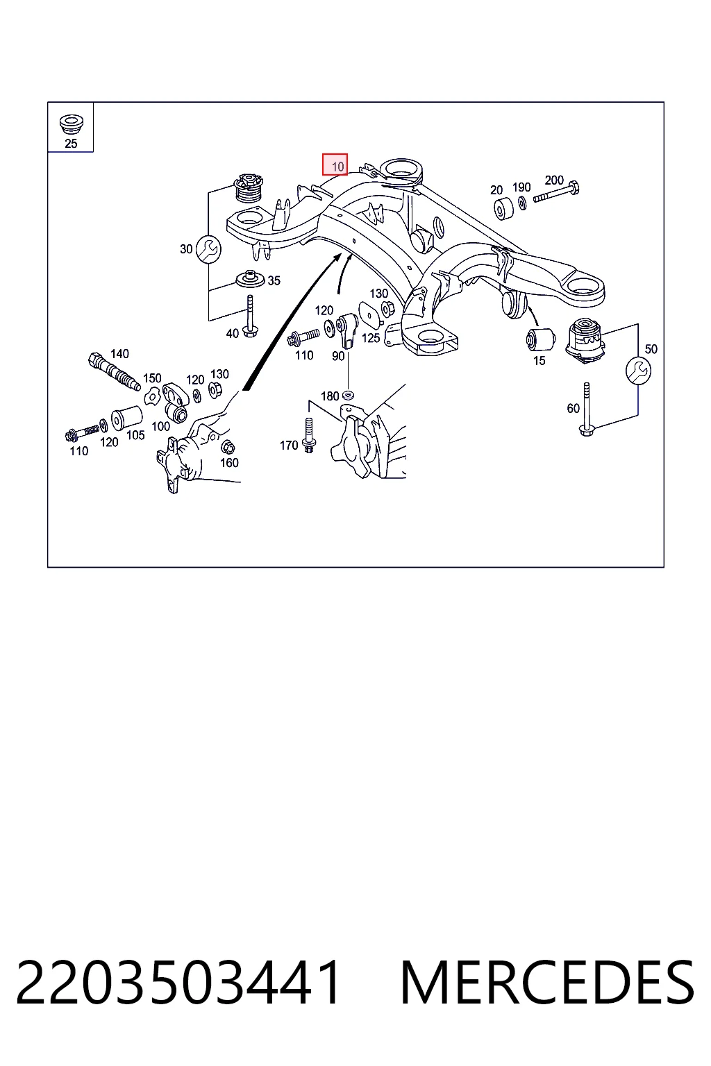 Viga de suspensão traseira (plataforma veicular) para Mercedes S  W220