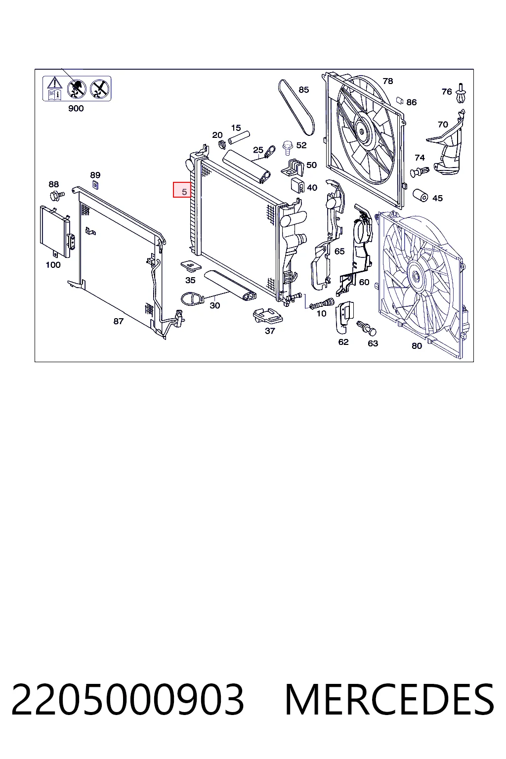 2205000903 Mercedes Radiador de esfriamento de motor