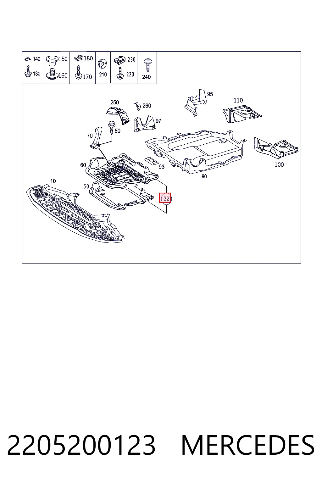 Proteção de motor, de panela (da seção de motor) para Mercedes S  W220