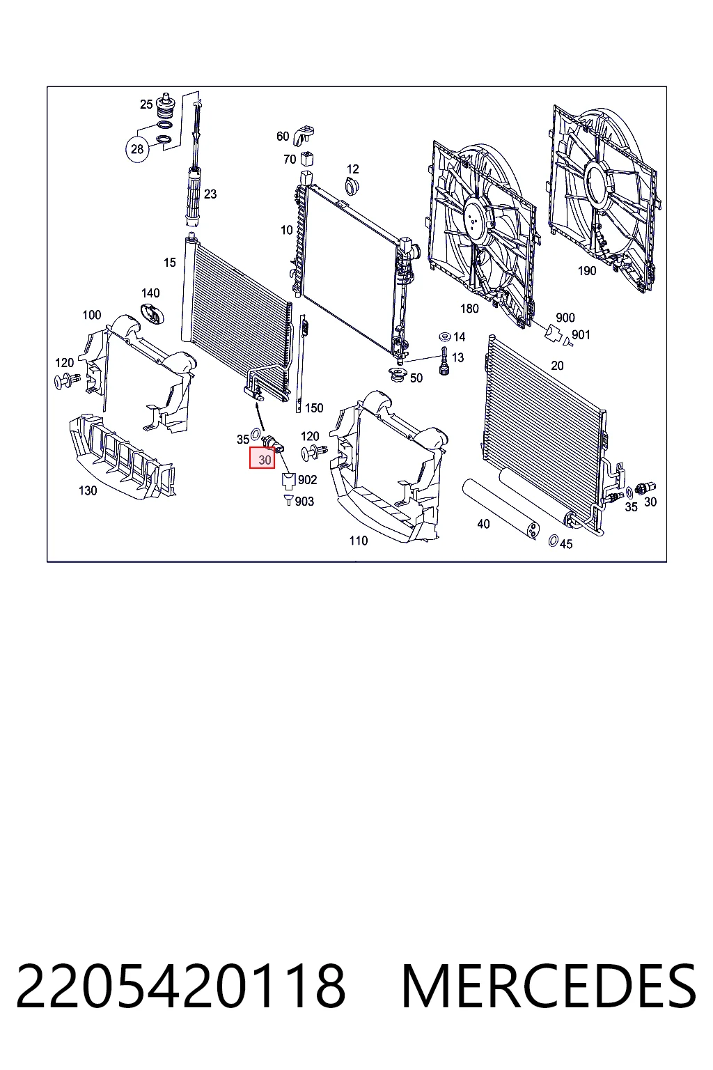2205420118 Mercedes Sensor de pressão absoluta de aparelho de ar condicionado
