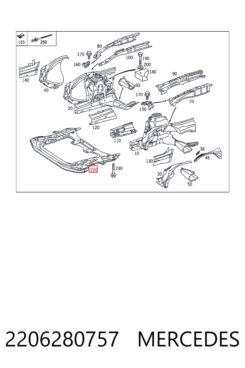 Viga de suspensão dianteira (plataforma veicular) Mercedes S  W220