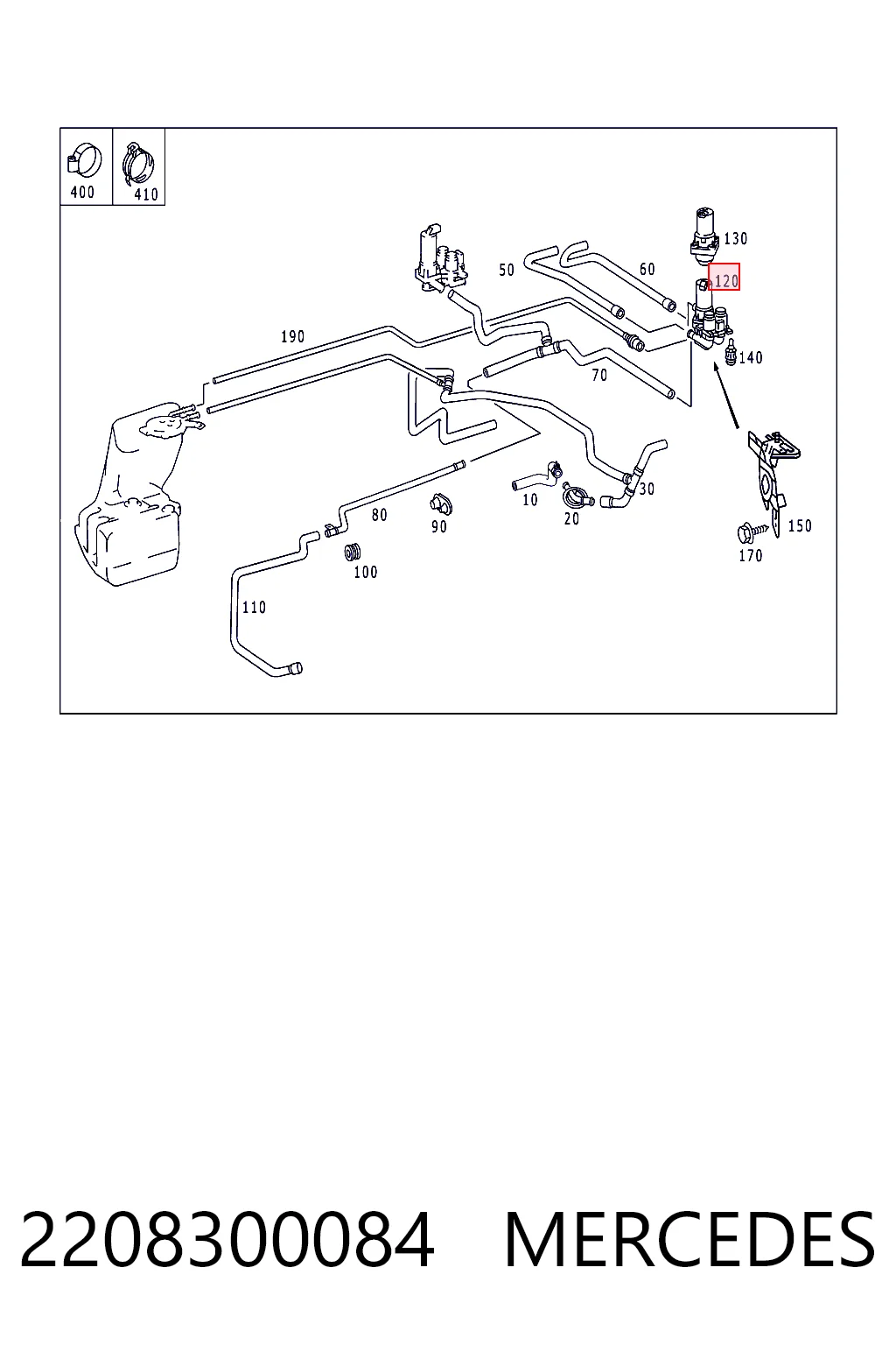 2208300084 Mercedes Válvula de forno (de aquecedor)