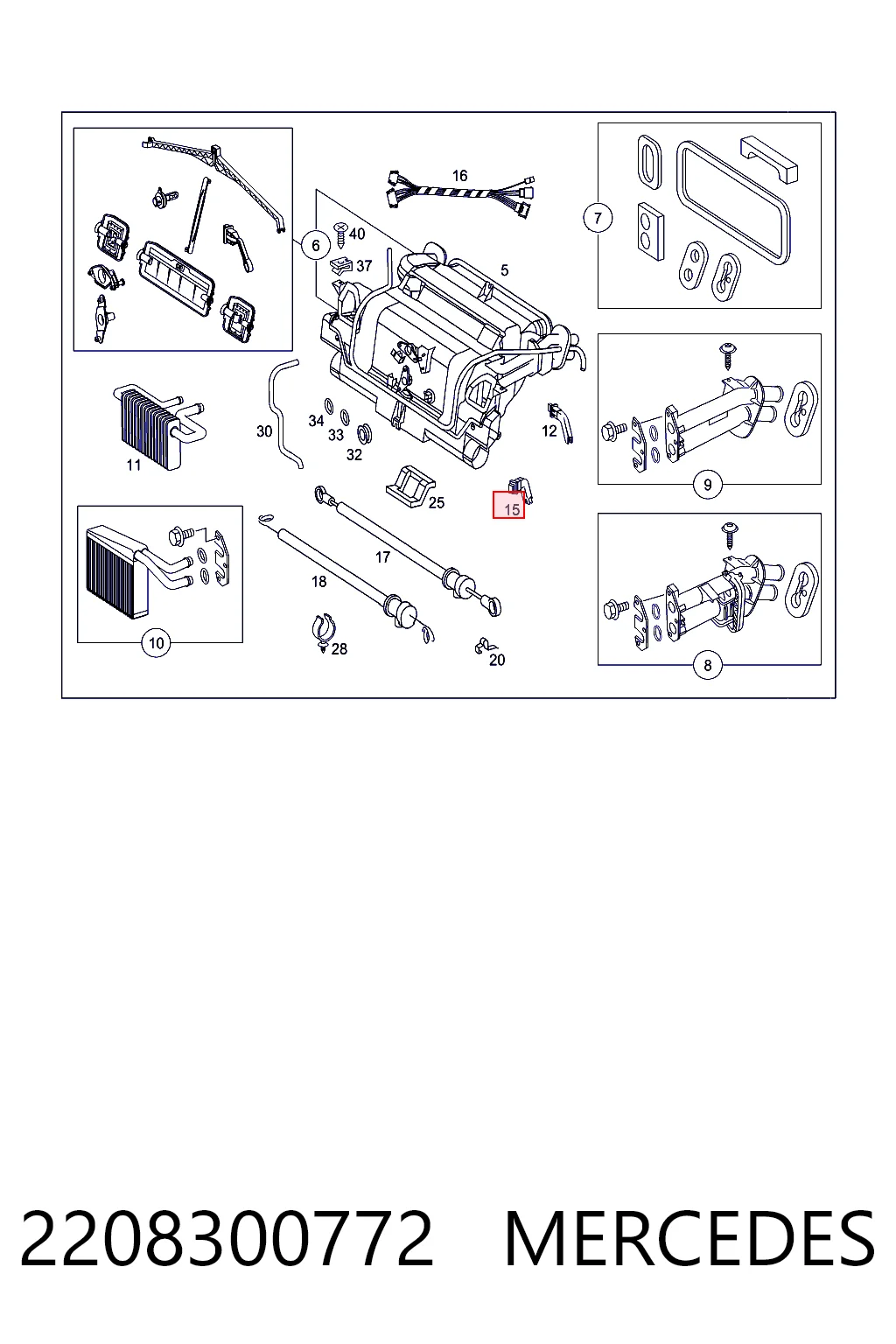 2208300772 Mercedes Sensor de temperatura de ar no salão