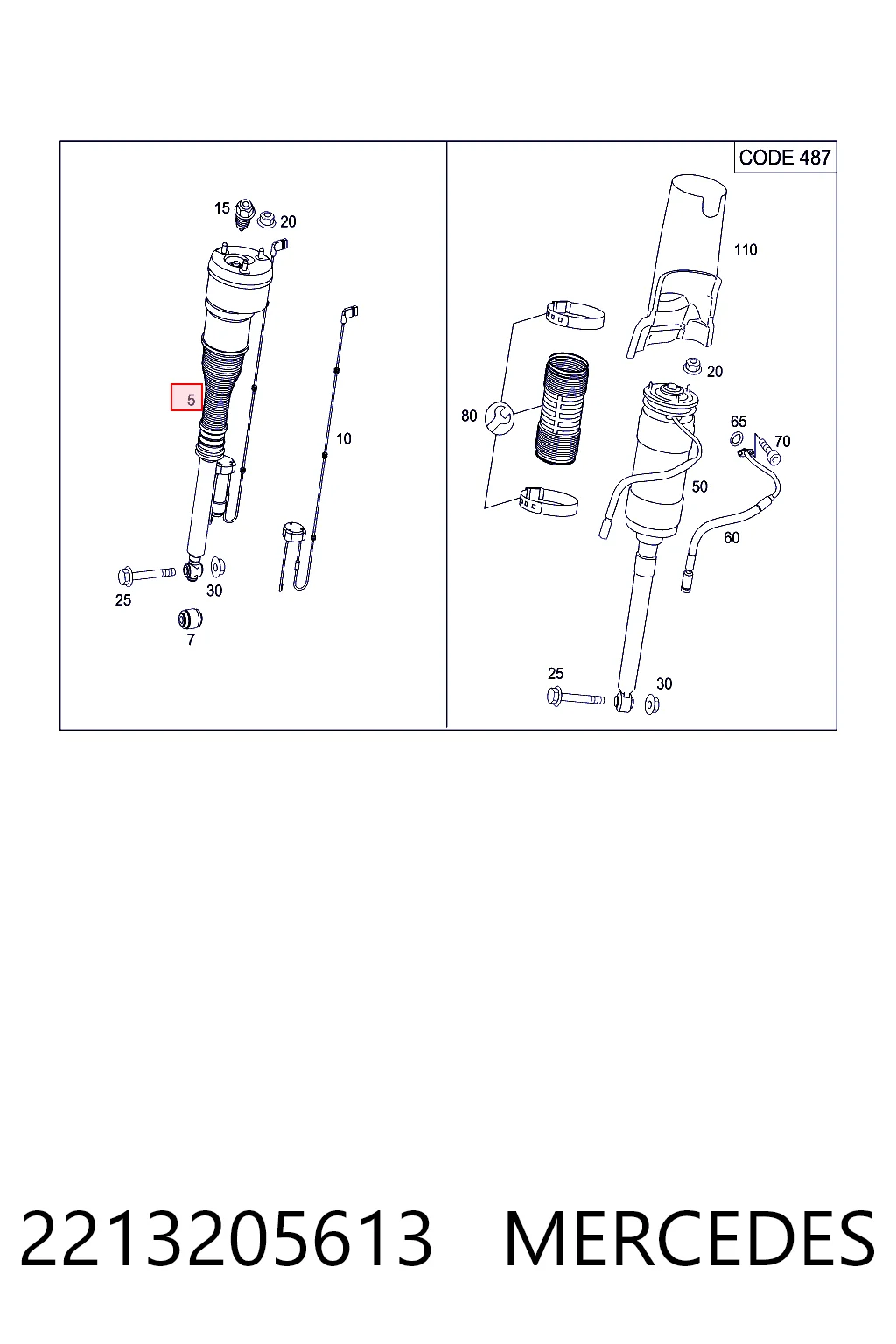 2213205613 Mercedes Amortecedor traseiro direito