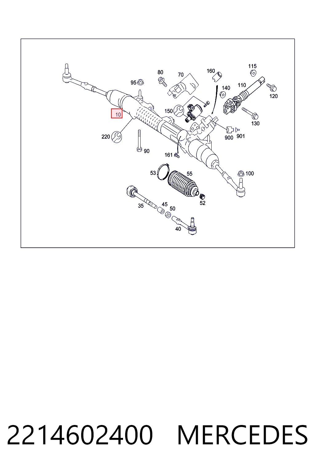 2214602400 Mercedes Cremalheira da direção
